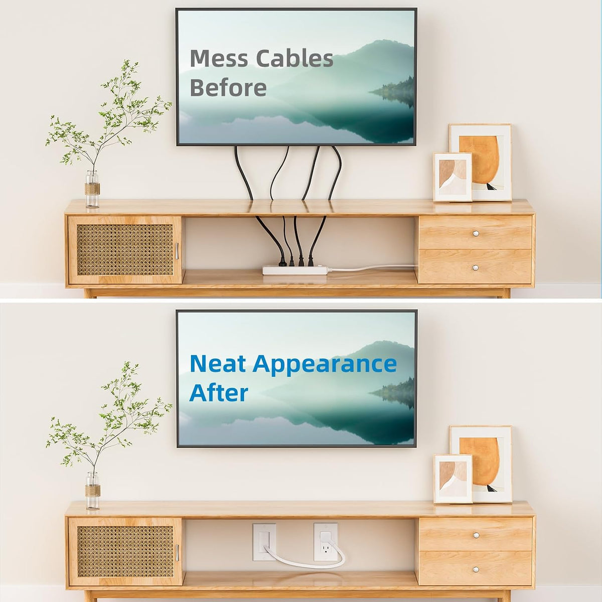 in Wall Cable Management Kit,Recessed Outlet Box for Wall Mount TV, Outlet Re...