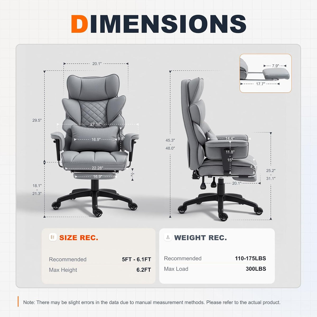 Dowinx Big and Tall Office Chair with Pocket Spring Cushion,High Back Compute...