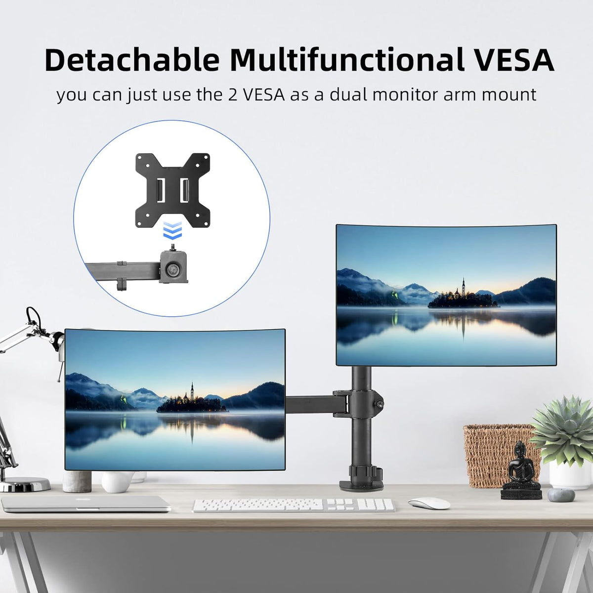 Suptek Monitor and Laptop Mount Holds 13-32 inch Computer Screen, Adjustable ...