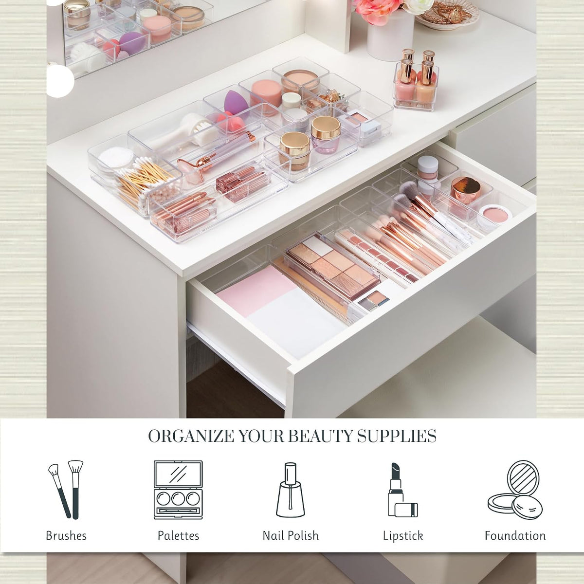 STORi SimpleSort 18-Piece Stackable Clear Drawer Organizer Set | Multi-size T...