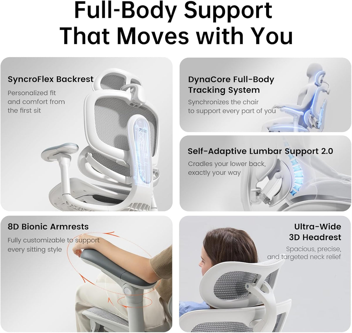 SIHOO Doro C300 Pro V2 Ergonomic Office Chair with Footrest, Grey
