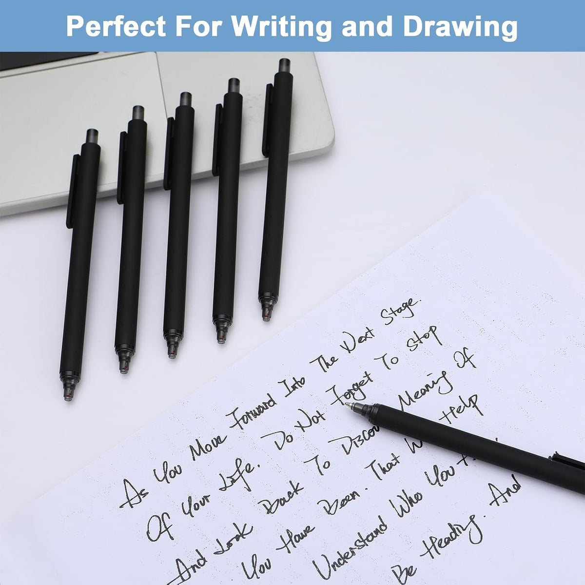 WY WENYUAN 100 Pcs Black Pens Bulk, 1.0mm Bold Point Quick Drying Ballpoint P...