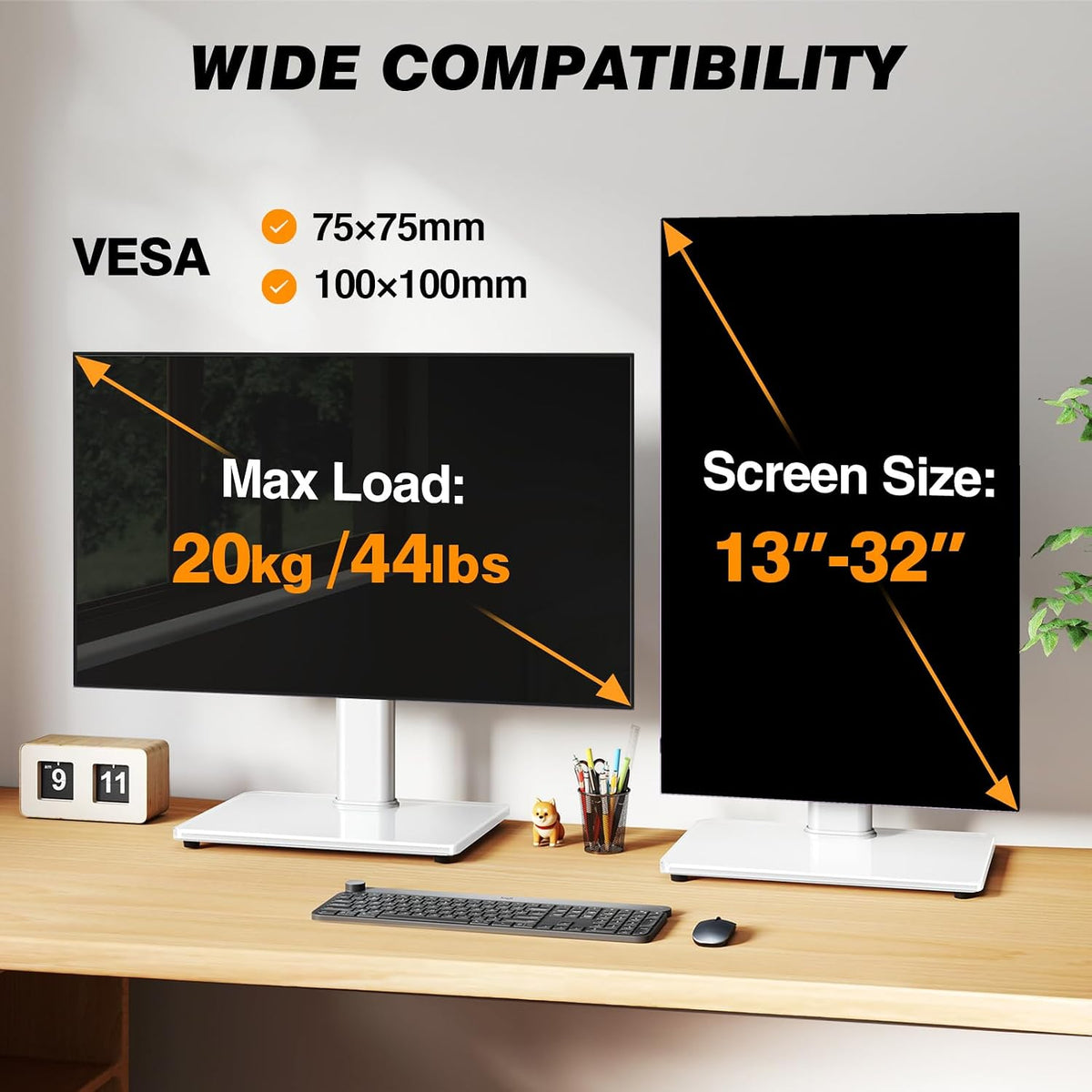 TAVR Furniture Single Monitor Stand VESA Mount for 13-32 Inch Screens