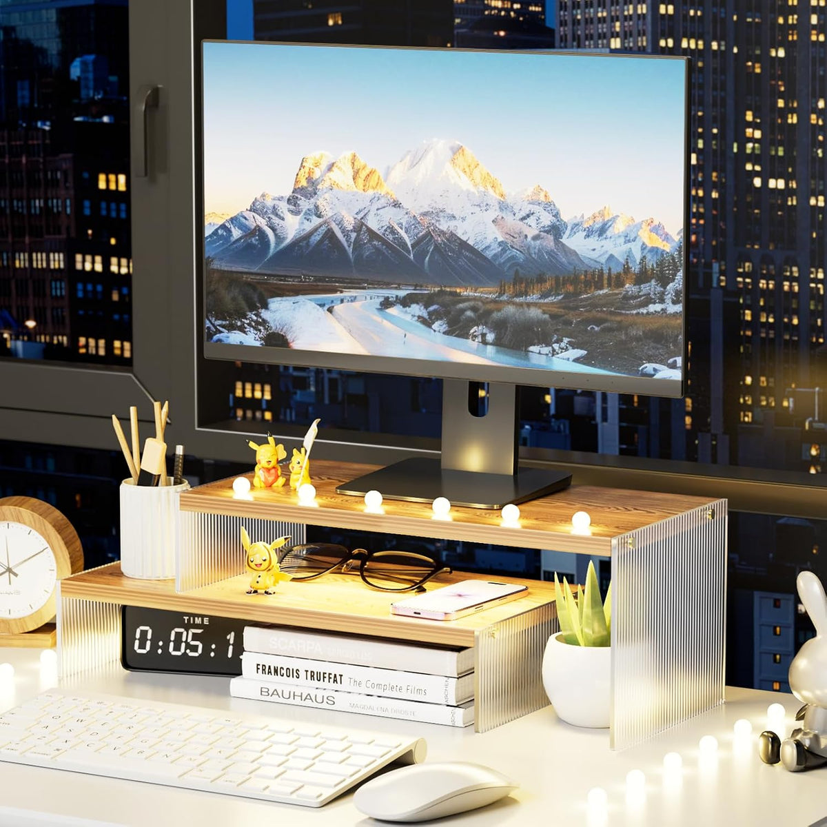 YGYQZ Adjustable Monitor Stand Riser, 7.67"×15.74" Dual Monitor Des...