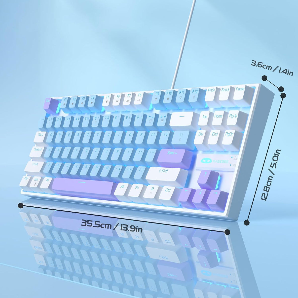 MageGee 75% Mechanical Gaming Keyboard, Blue Switch, LED Blue Backlit, 87 Key...