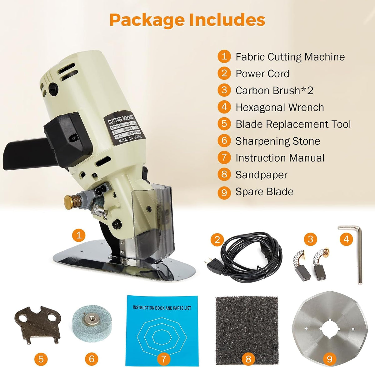 BEAMNOVA Electric Rotary Cutter for Fabric, Cloth Cutting Machine
