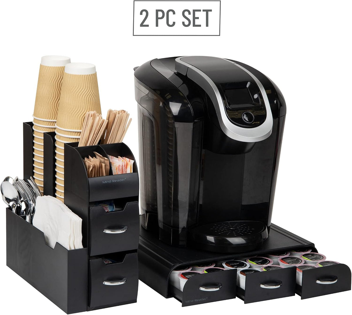 Mind Reader Single Serve Coffee Pod Drawer and Cup Condiment Set, 2 Pcs., 36 ...