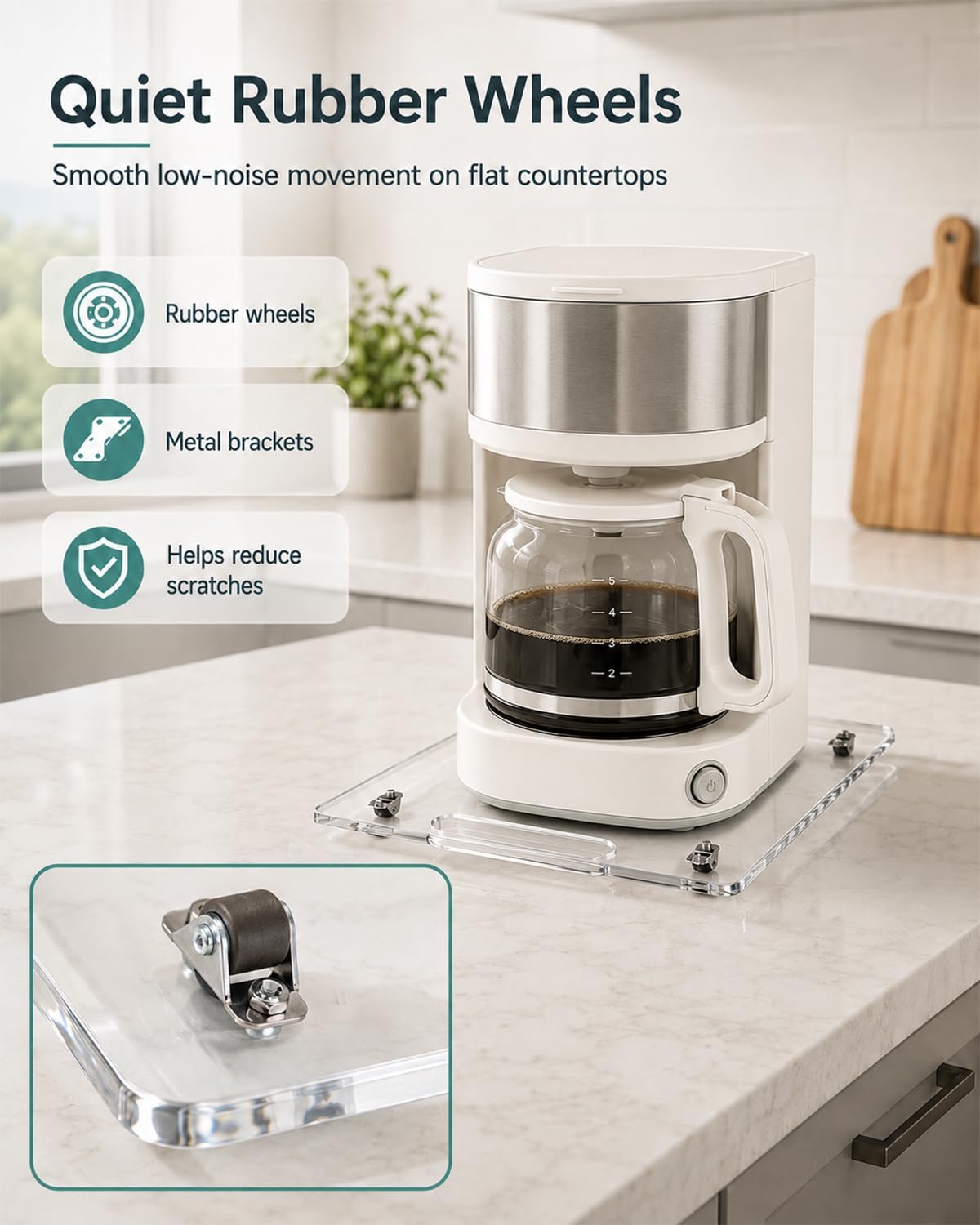 Appliance Slider – Sliding Tray for Coffee Maker, Clear Acrylic 9.8 * 14 In