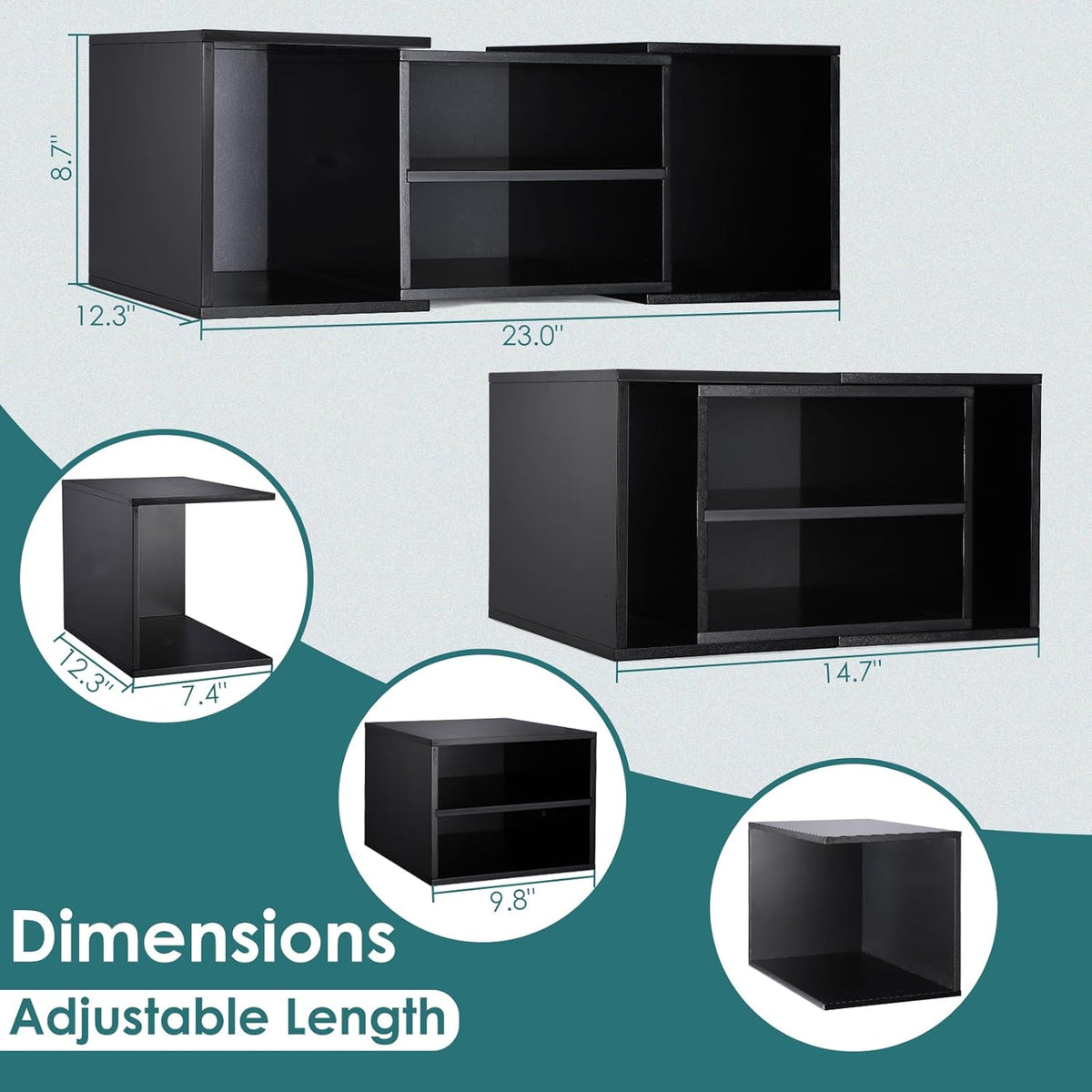 EMERIT Large Printer Stand, Adjustable Printer Table with Storage, 2-Tier Pri...