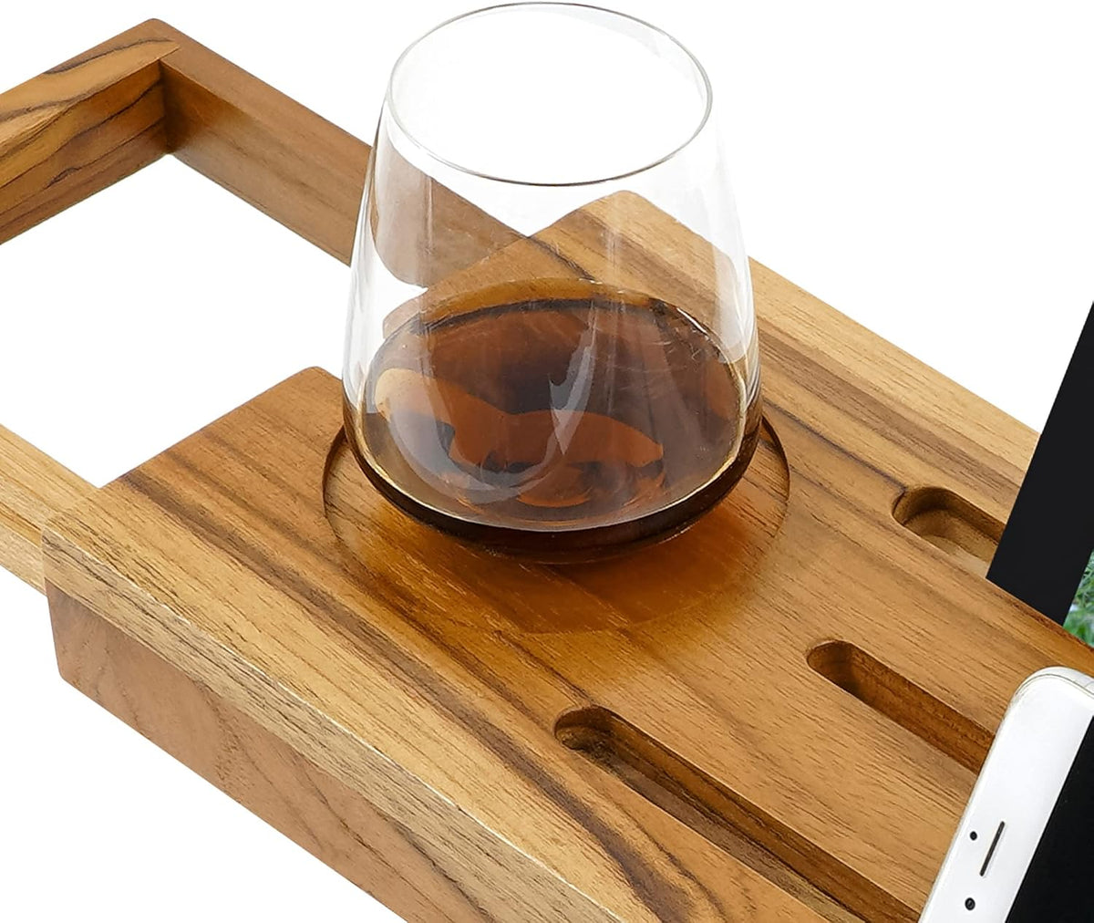 EcoFives Teak Bathtub Tray Caddy - Expandable Bath Tray - Adjustable Organize...