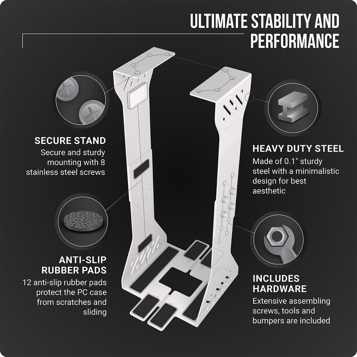 Heavy Duty Under Desk PC Holder – Up to 77 lbs Load Capacity - Adjustable Com...