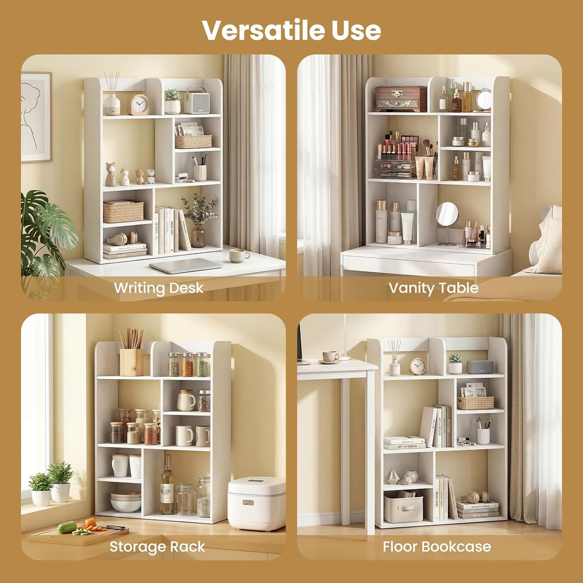 Tangkula Desktop Bookshelf, 5-Tier Desktop Display Rack with 4 Open Shelves &...