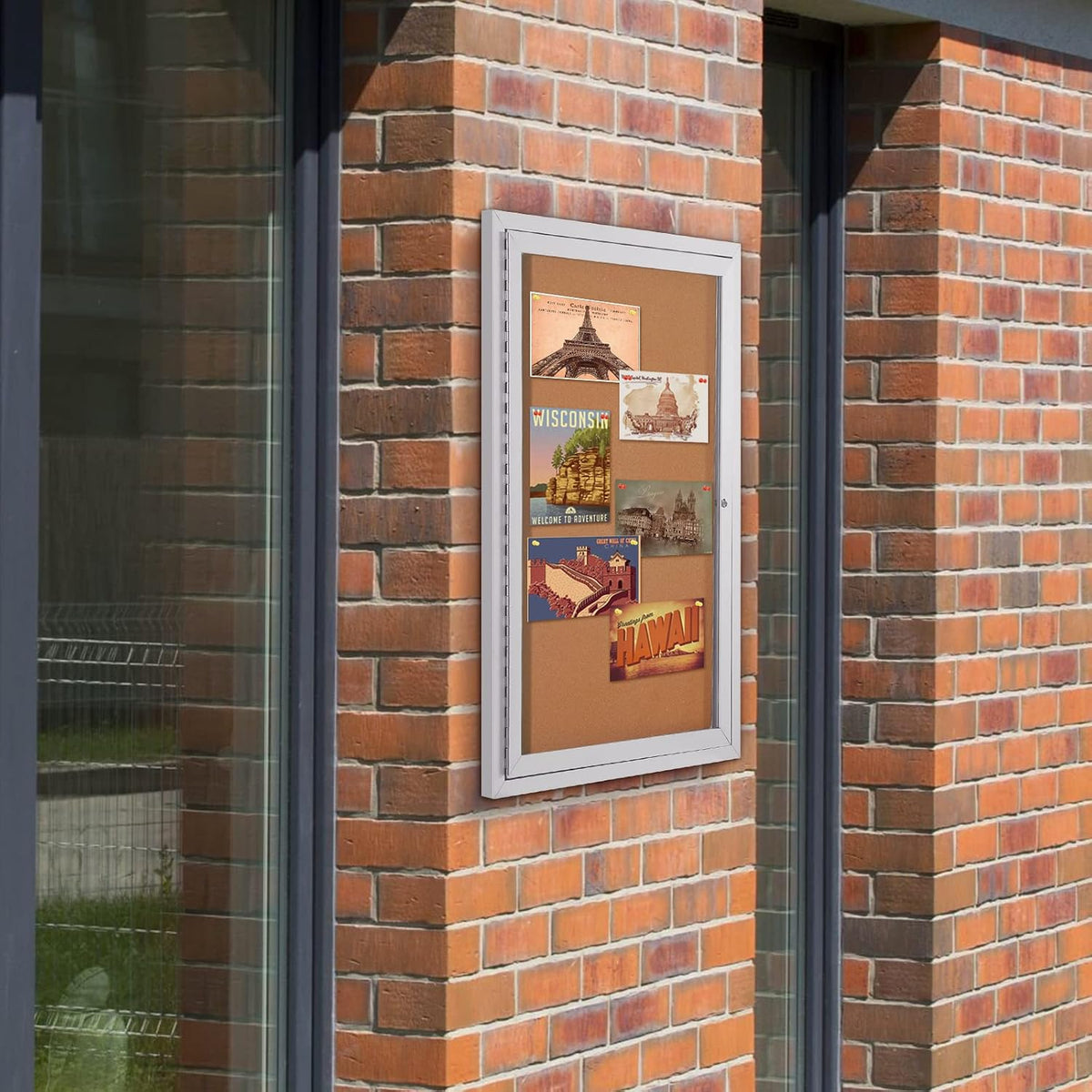 SWANCROWN 36x24in Outdoor Bulletin Board Weatherproof, Enclosed Cork Board
