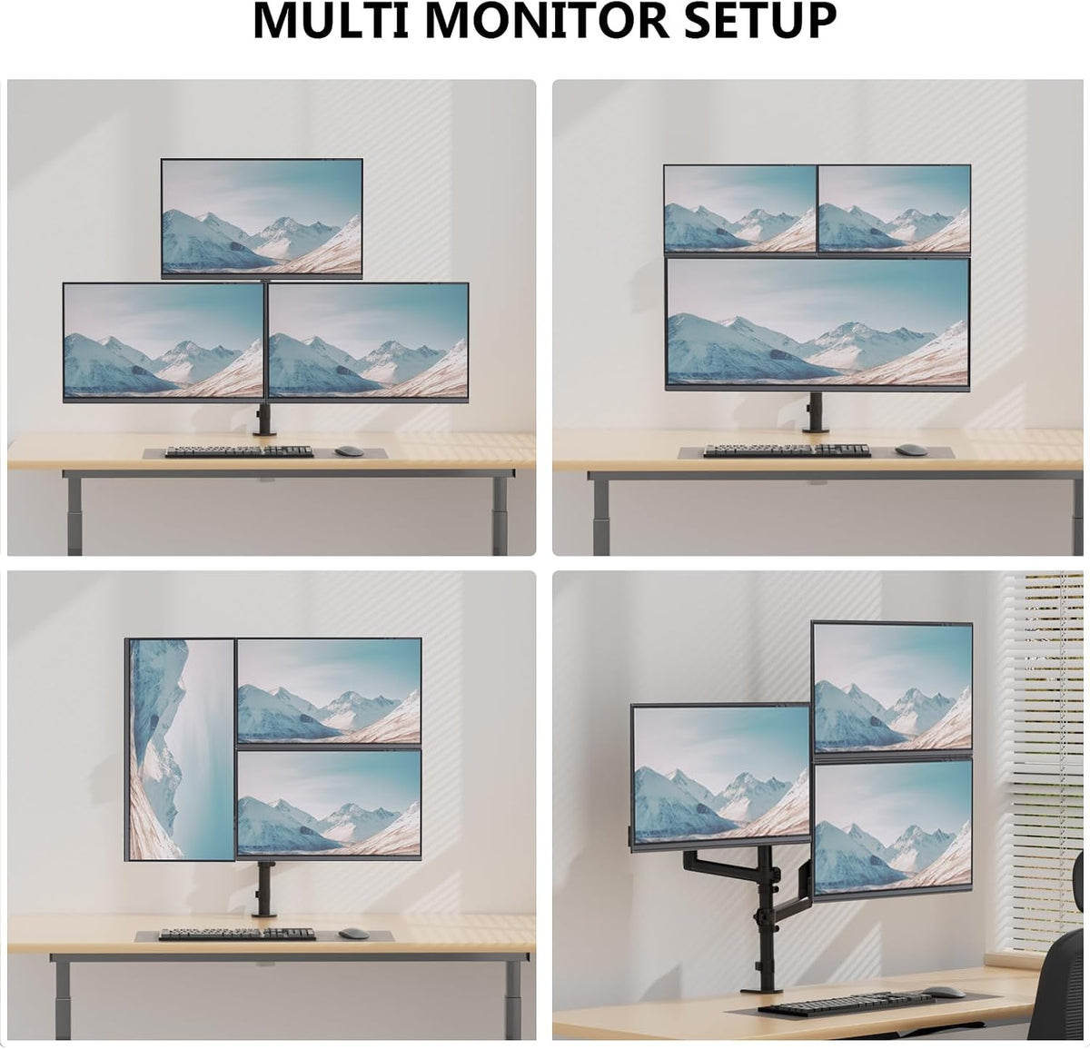 WALI Stacked Triple Monitor Mount for 13-34 inch Screens, 19.8 lbs per Arm