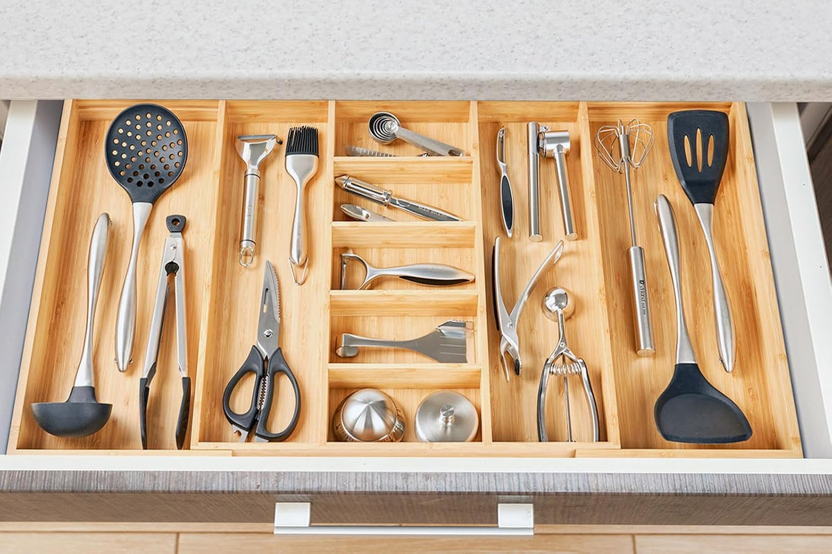 Umilife Extra Large Expandable Kitchen Drawer Organizer for Utensil and Junk,...