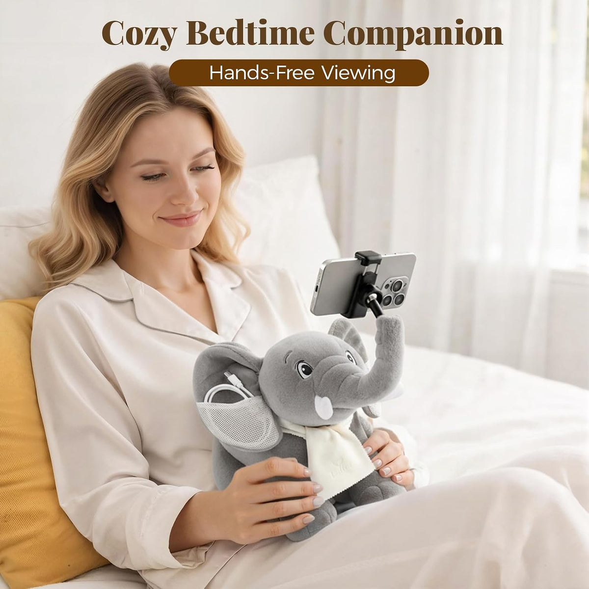 Phone Holder, Phone Mount with 360° Rotating Clip 45° Adjustable Trunk, Eleph...
