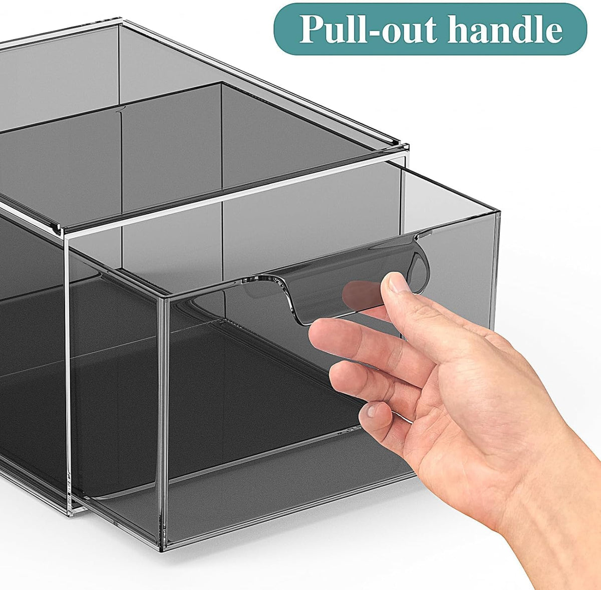 6 Pack Stackable Acrylic Makeup Organizer, Smoke Black Storage Drawers