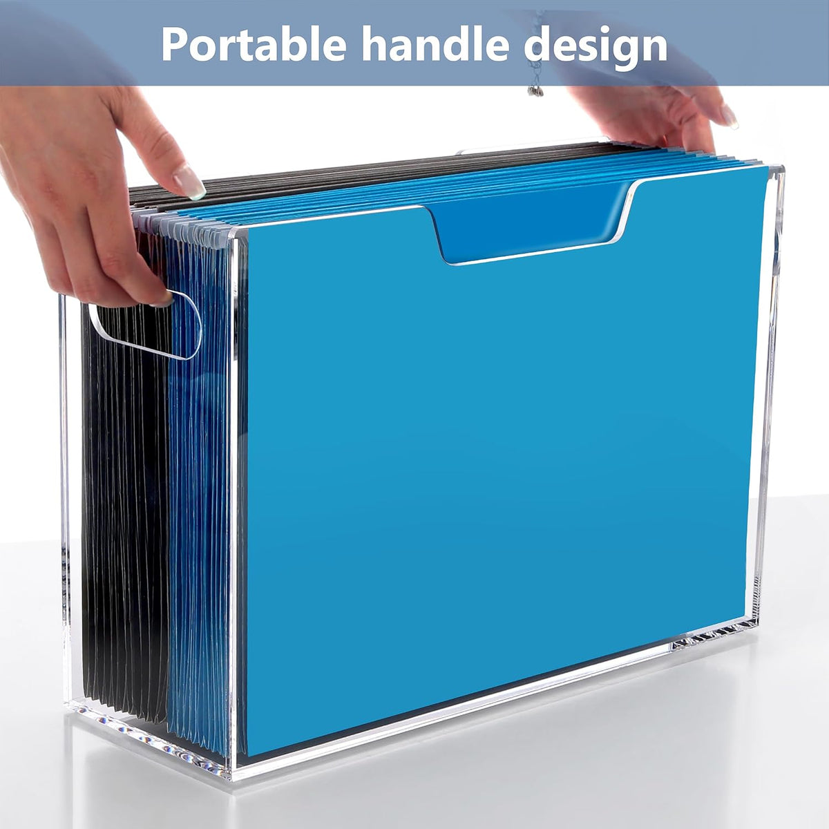 DINGHUO Acrylic Hanging File Organizer Box, Legal Size Clear File Storage Box...