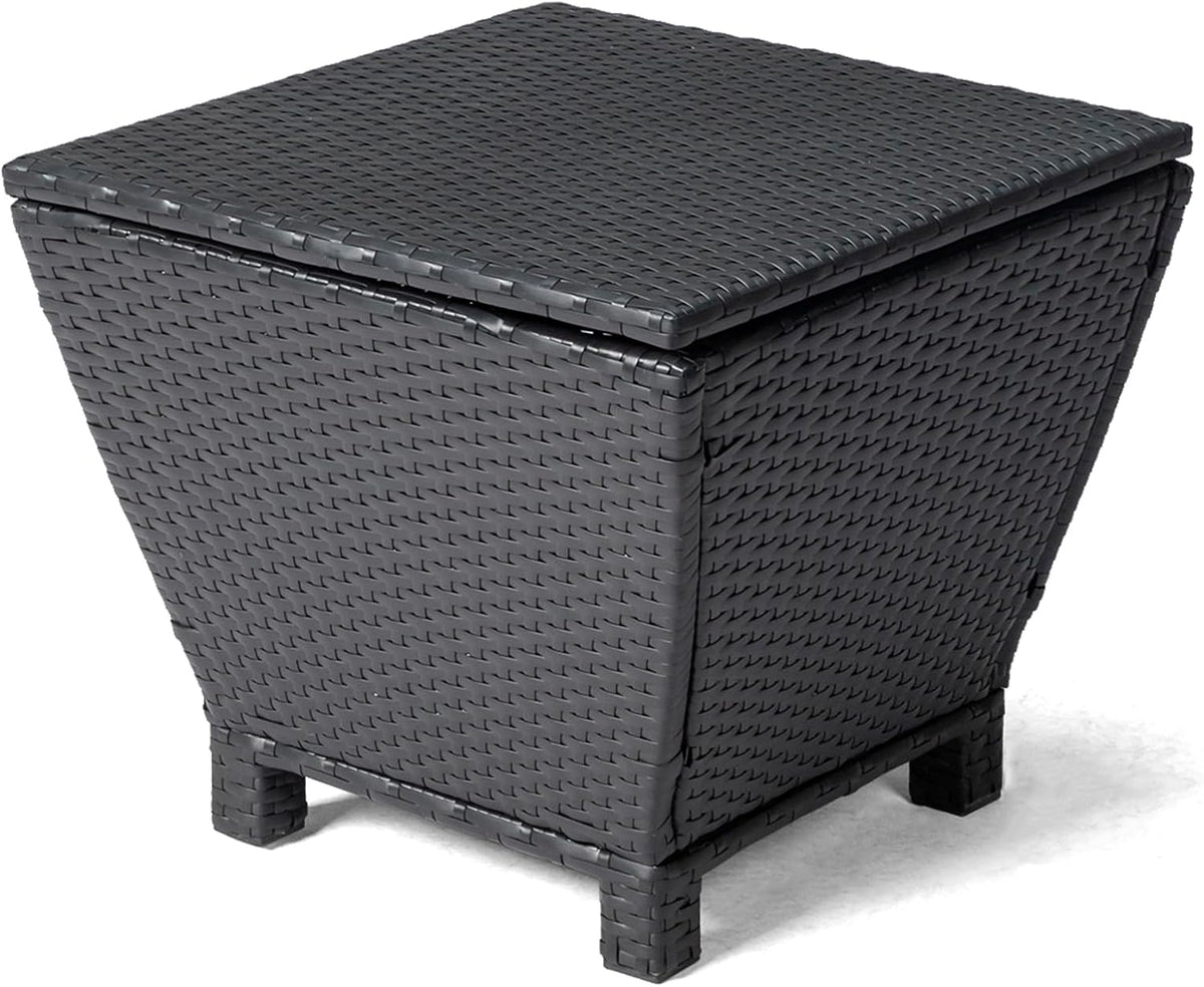 VINGLI 13 Gallon Outdoor Deck Box, Wicker Outdoor Storage Box with Lid, Small...
