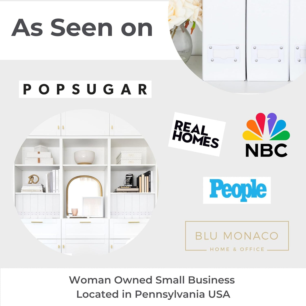 BLU MONACO Set of 6 Foldable White Magazine File Holders | Vertical Desk File...