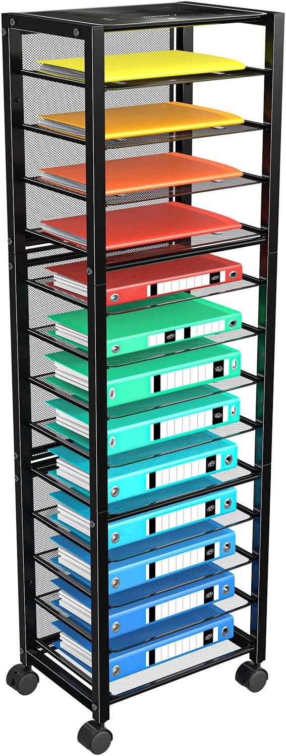 Simple Trending 14 Tier Rolling File Cart, Desk File Organizer, Paper Letter ...