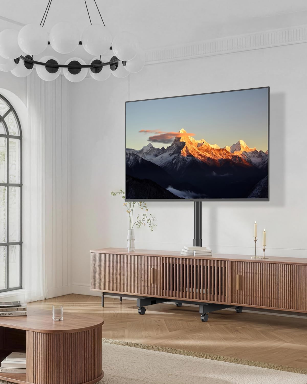Rolling TV Stand for 13-65 Inch TVs/Screens, Sturdy 50mm Support Pole
