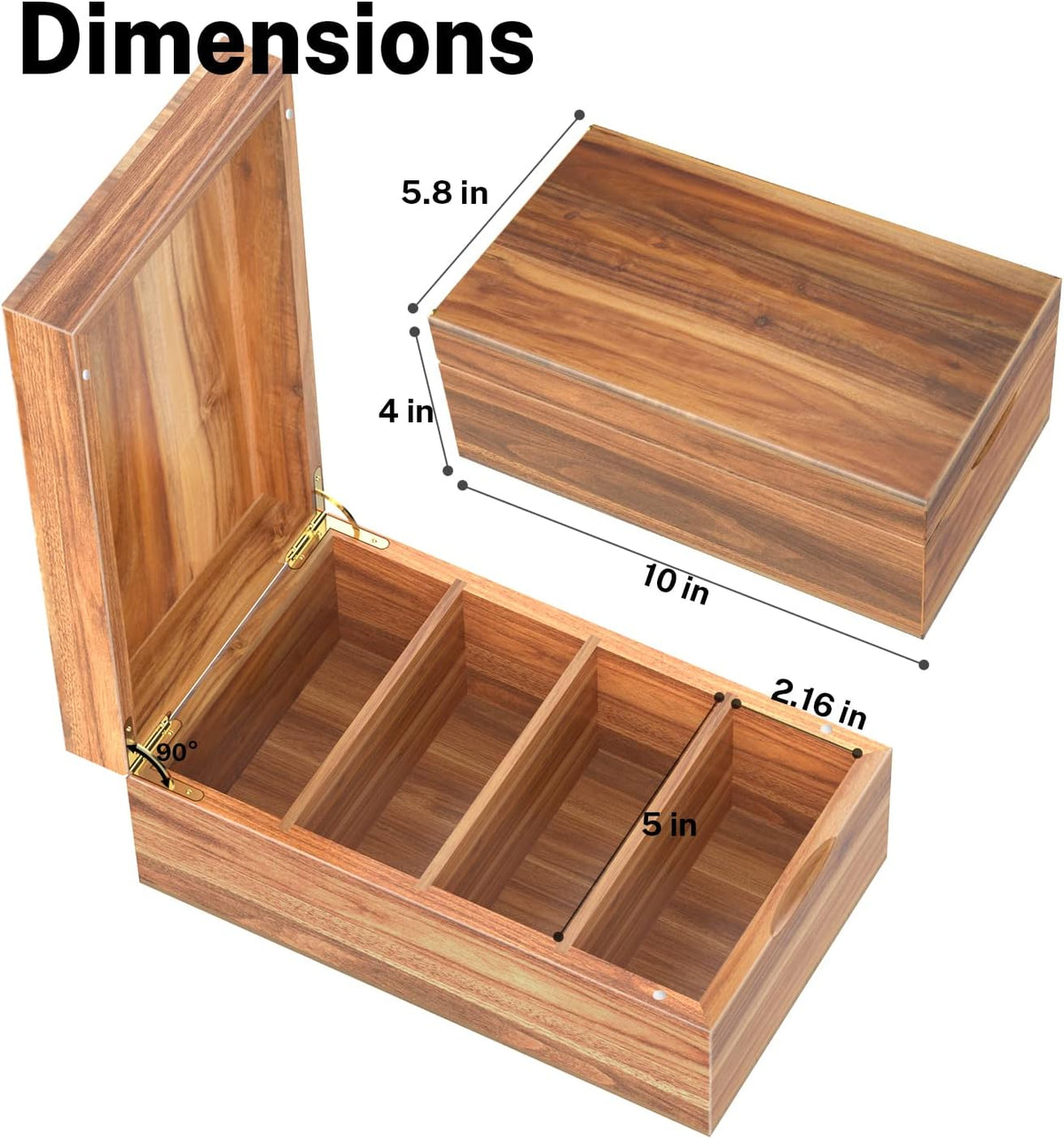 Neando 3x5 Index Card Organizer Box with Lid – Acacia Wood Note Card Holder w...