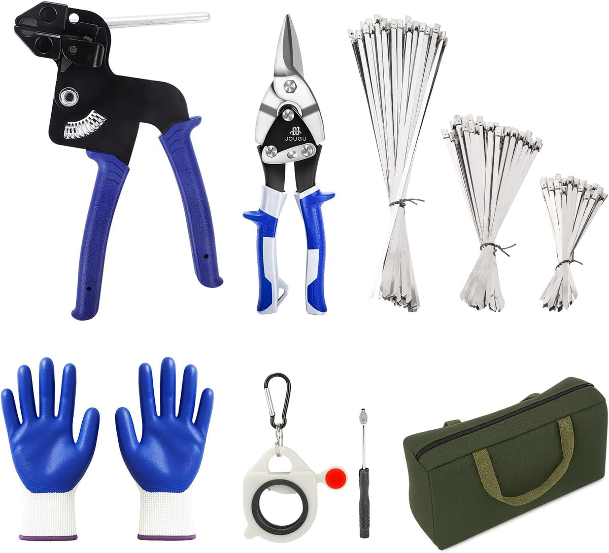 Metal Zip Ties Cutter Stainless Steel Cable Tie Gun Kit Assortment With 150pc...