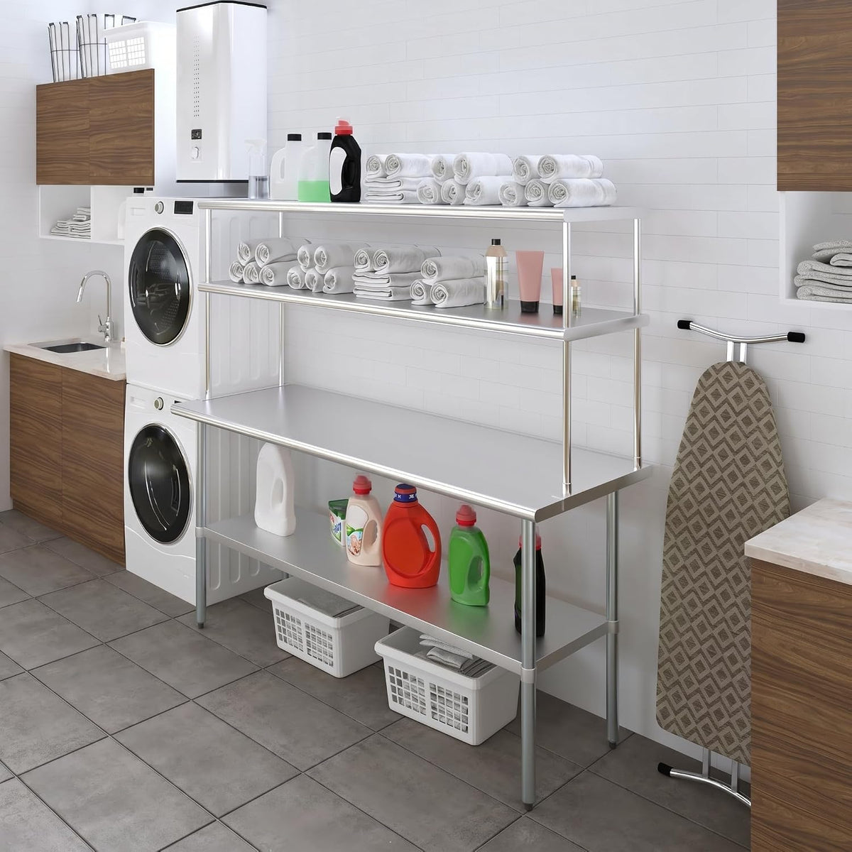 72"x12" Stainless Steel Double Overshelf, NSF