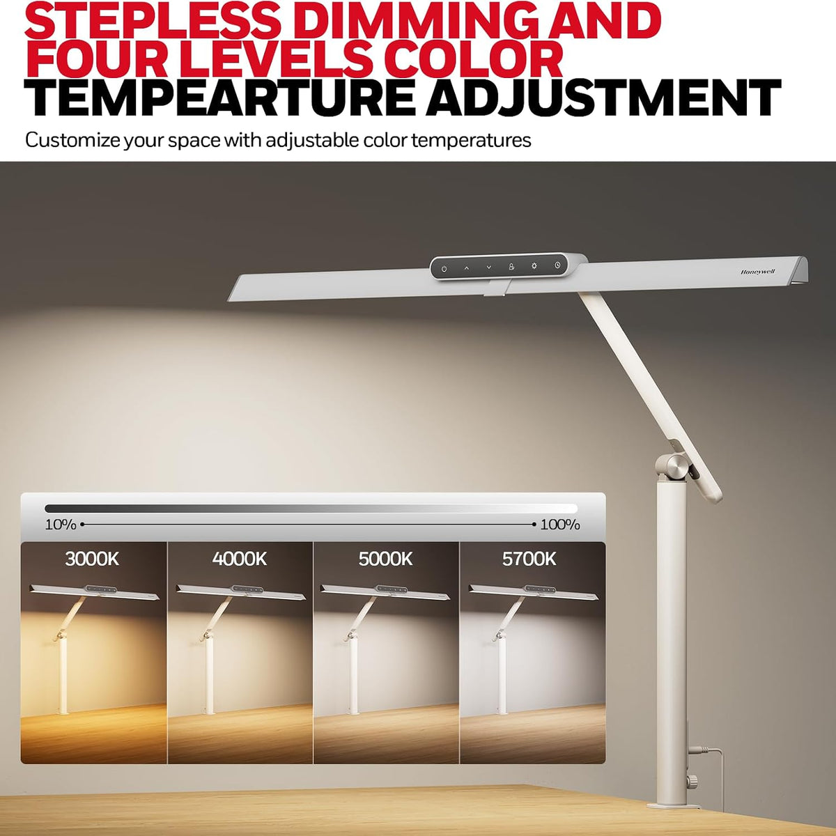 Honeywell HJ1 Sunturalux LED Clamp Desk Lamp 1200LM for Computer