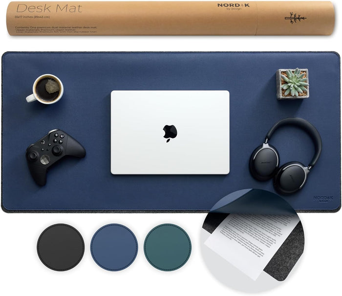Nordik Felt and Leather Desk Mat Non-Slip