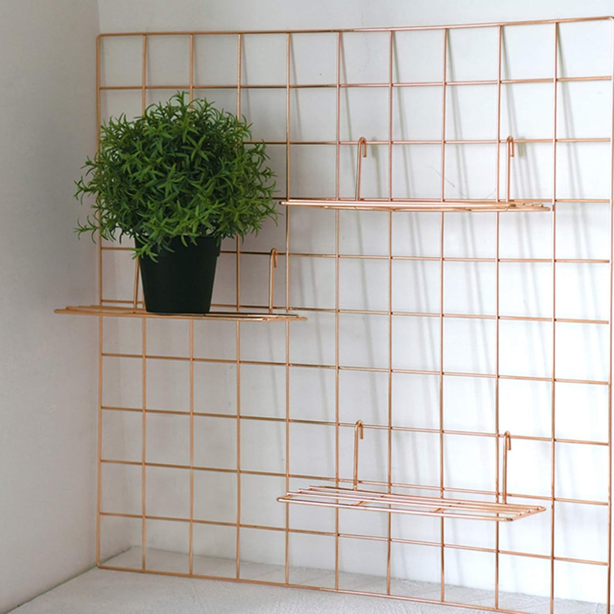 2 Pack Large Wall Grid Panels with Light and Clips, Photo Display Board, Pict...