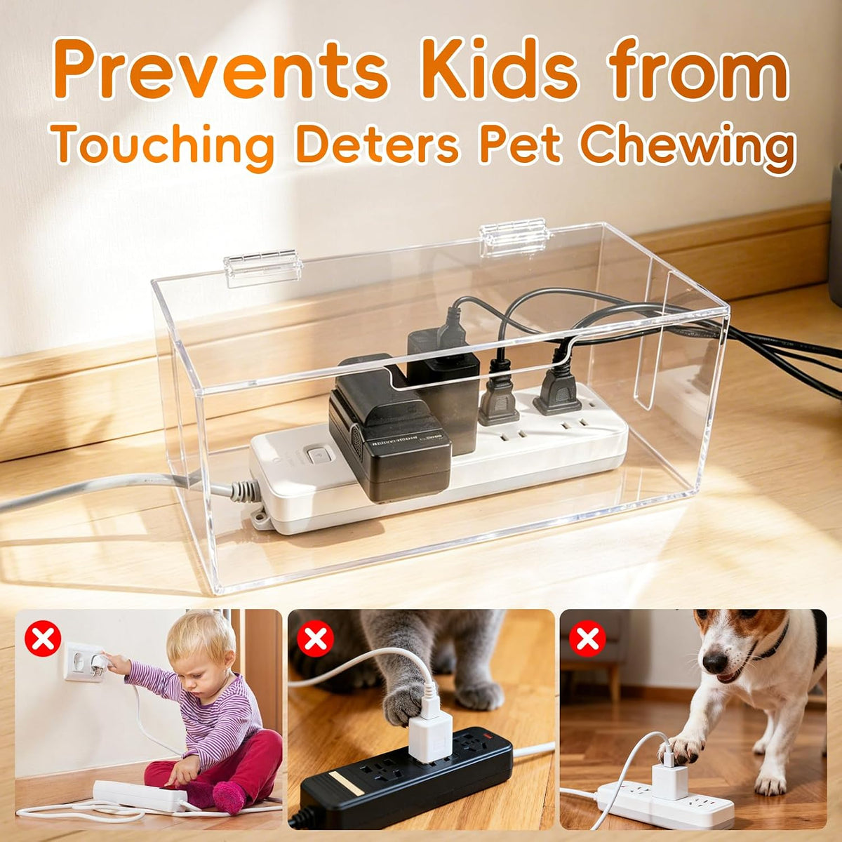 Cable Organizer Storage Box with Lid - Phone Charger Clear Organizer Case for...