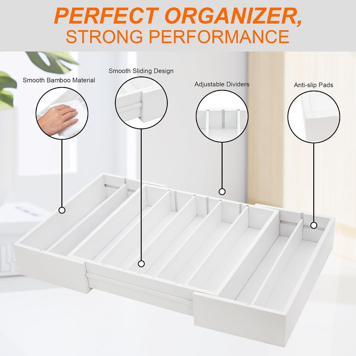 MinBoo Bamboo Drawer Organizer - Expandable K Cup & Pods Holder, Coffee P...