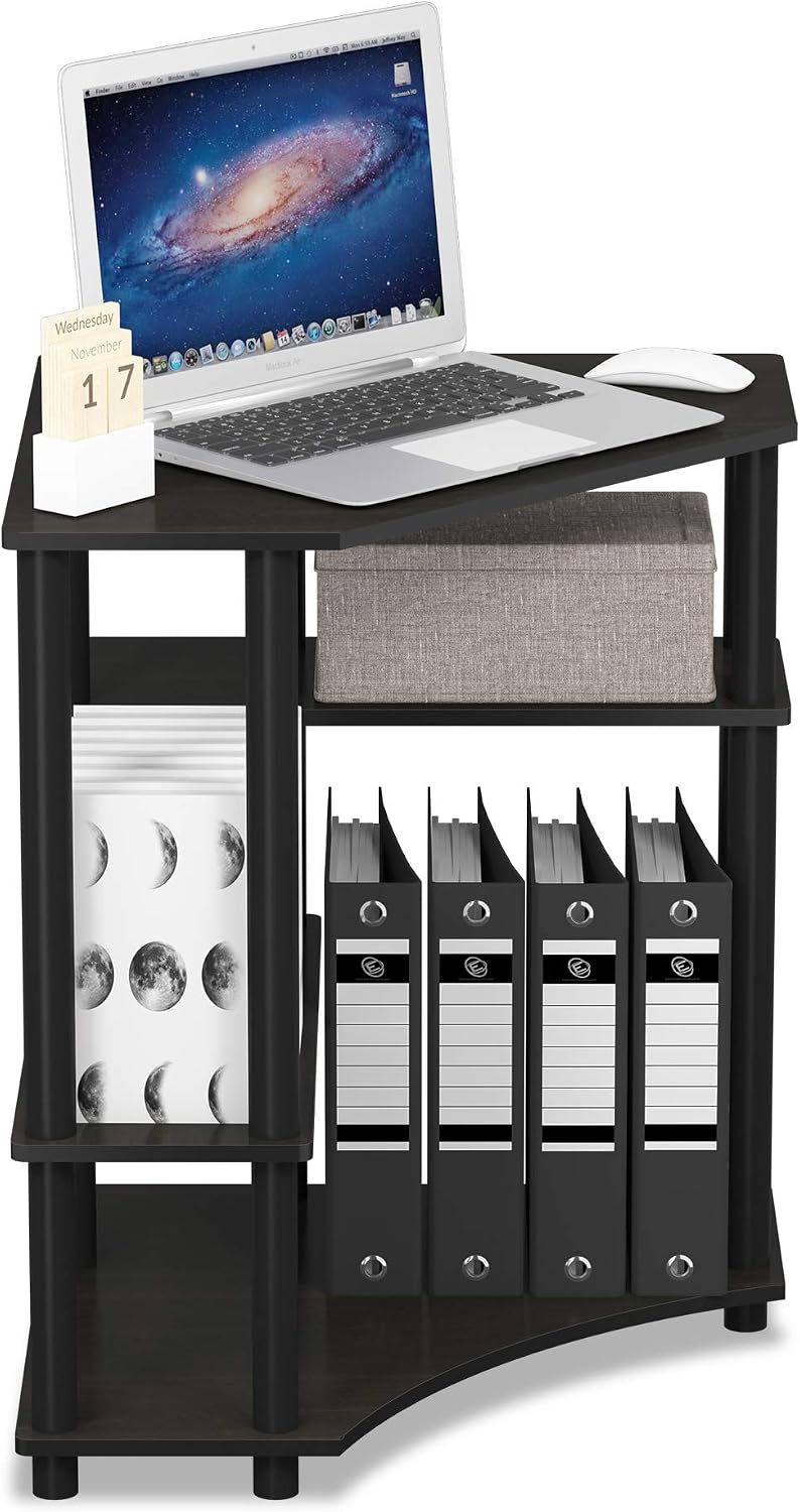 Furinno Turn-N-Tube Toolless Corner Baker Racks, Gaming Desk, Espresso
