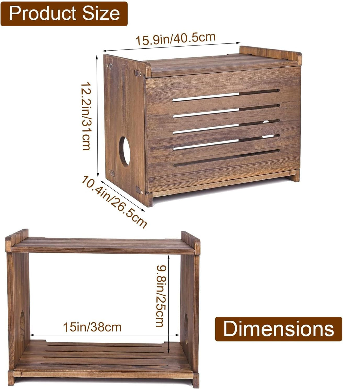 WiFi Box Hider Wood, Cable Organizer Storage Cabinet