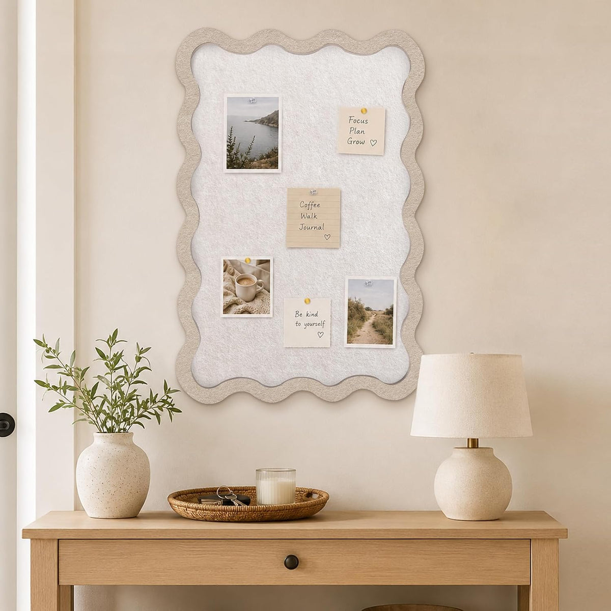 Scalloped Felt Bulletin Board 36"x24", Decorative Pin Board for Wall