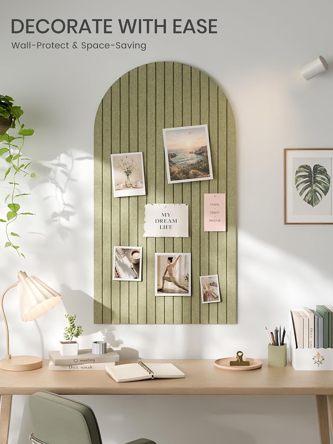 Large Arched Felt Bulletin Board 47.2''×25.5'', Seaweed