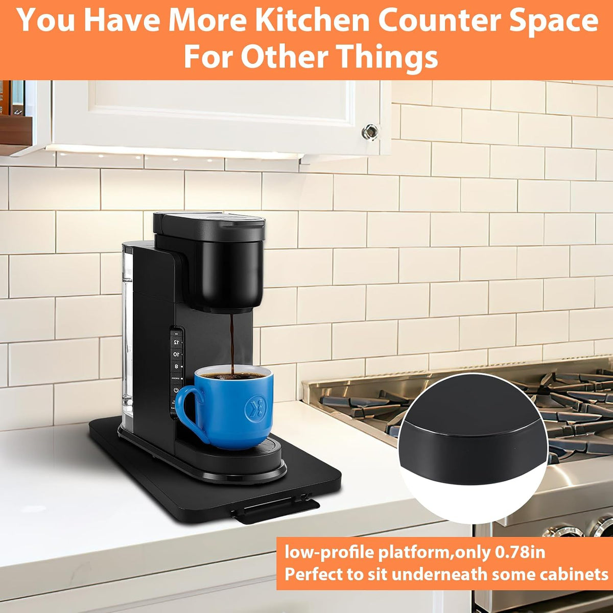 Sliding Tray for Coffee Maker, Countertop Appliance Slider 9” × 14.5”