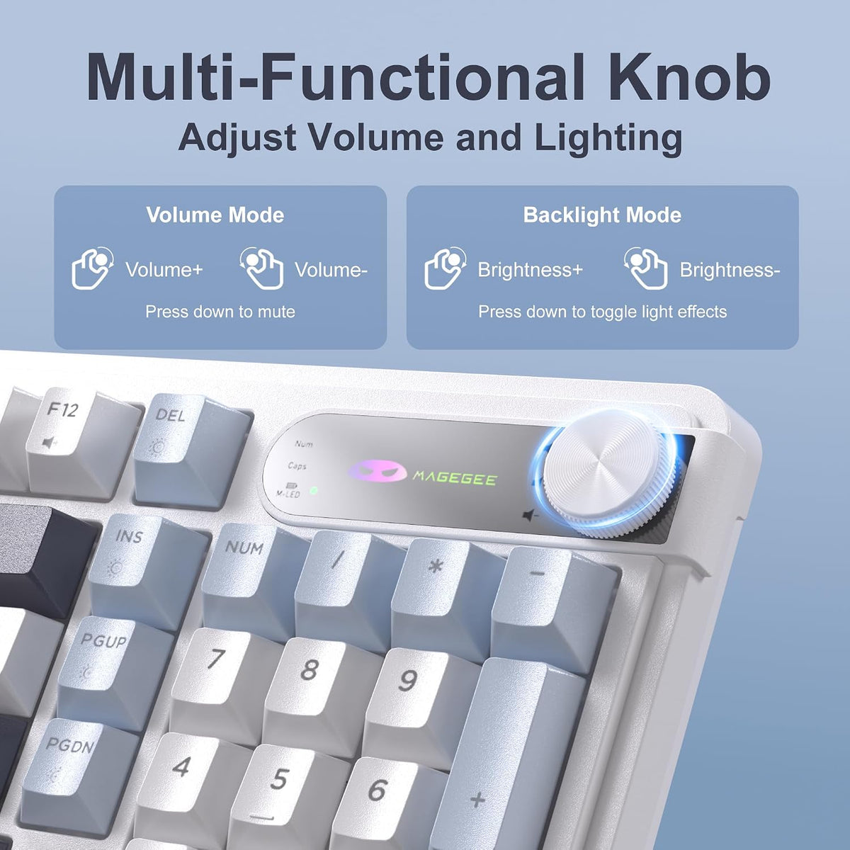 MageGee GK960 Wireless Keyboard, 98 Keys Tri-Mode BT/2.4G/Wired Membrane Gami...