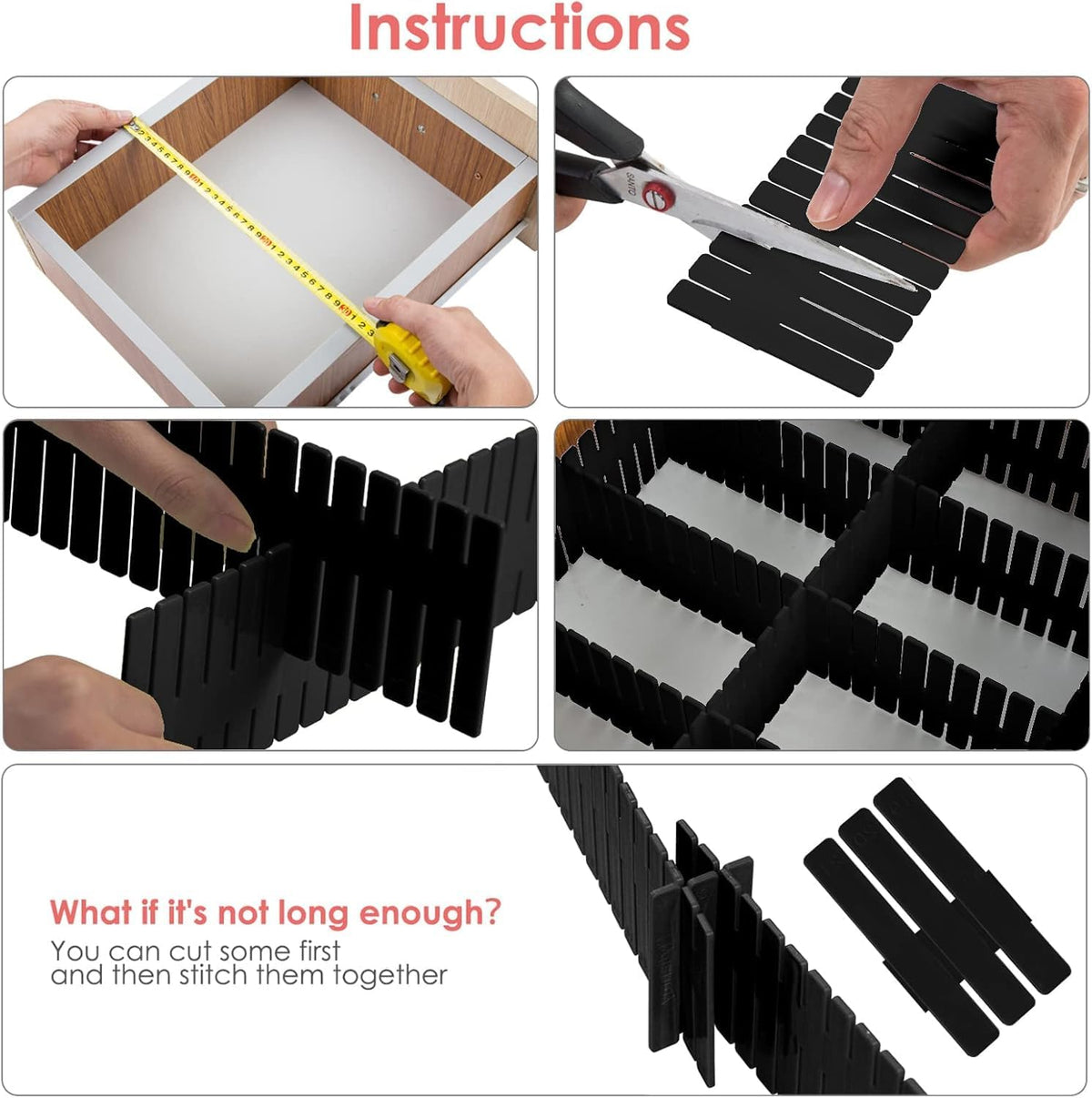 85Pcs Drawer Dividers, Adjustable Drawer Organiser, Cut at Will for Tidying C...
