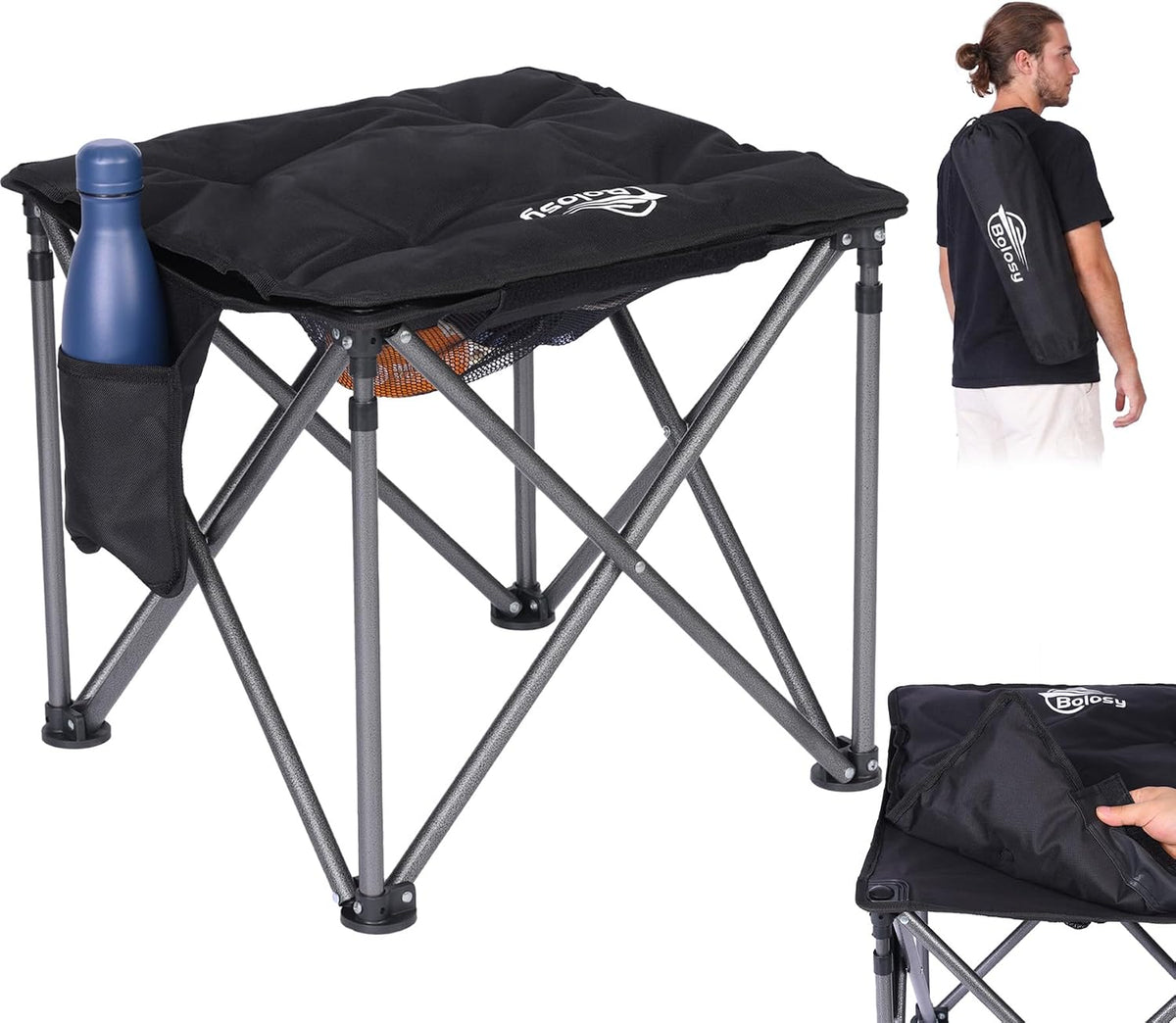 Bolosy Oversized Camping Stool with Removable Padded Camp Chair Footrest