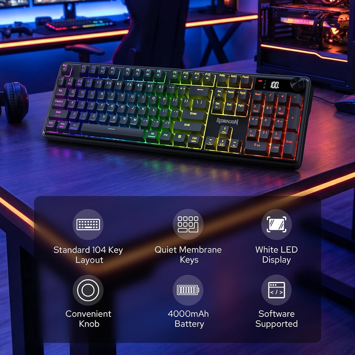 Redragon Wireless K526 PRO Membrane Keyboard & M693 PRO Gaming Mouse Combo