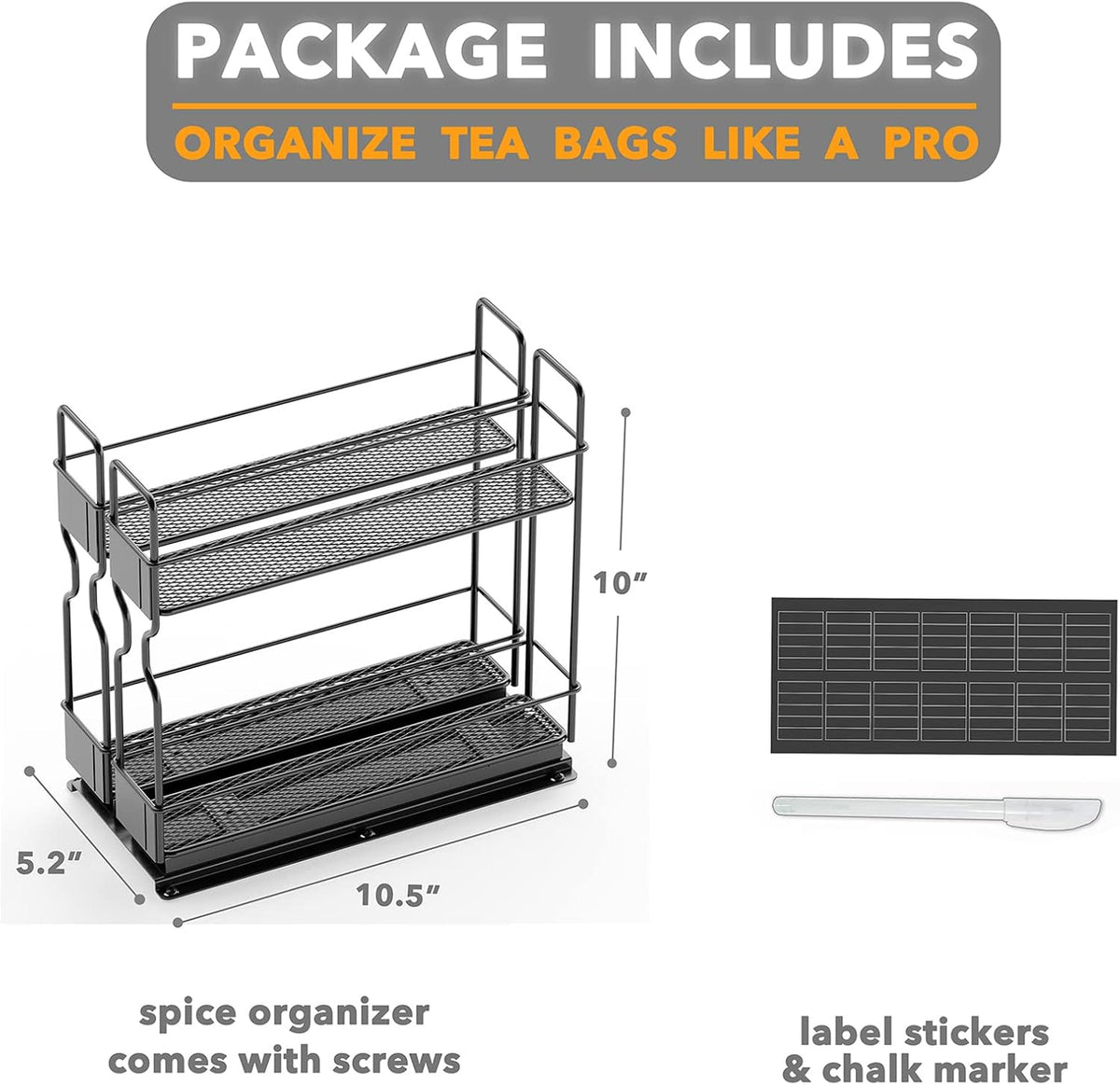 SpaceAid Pull Out Spice Rack Organizer for Cabinet, 2 Drawers 2-Tier, 1 Drawe...