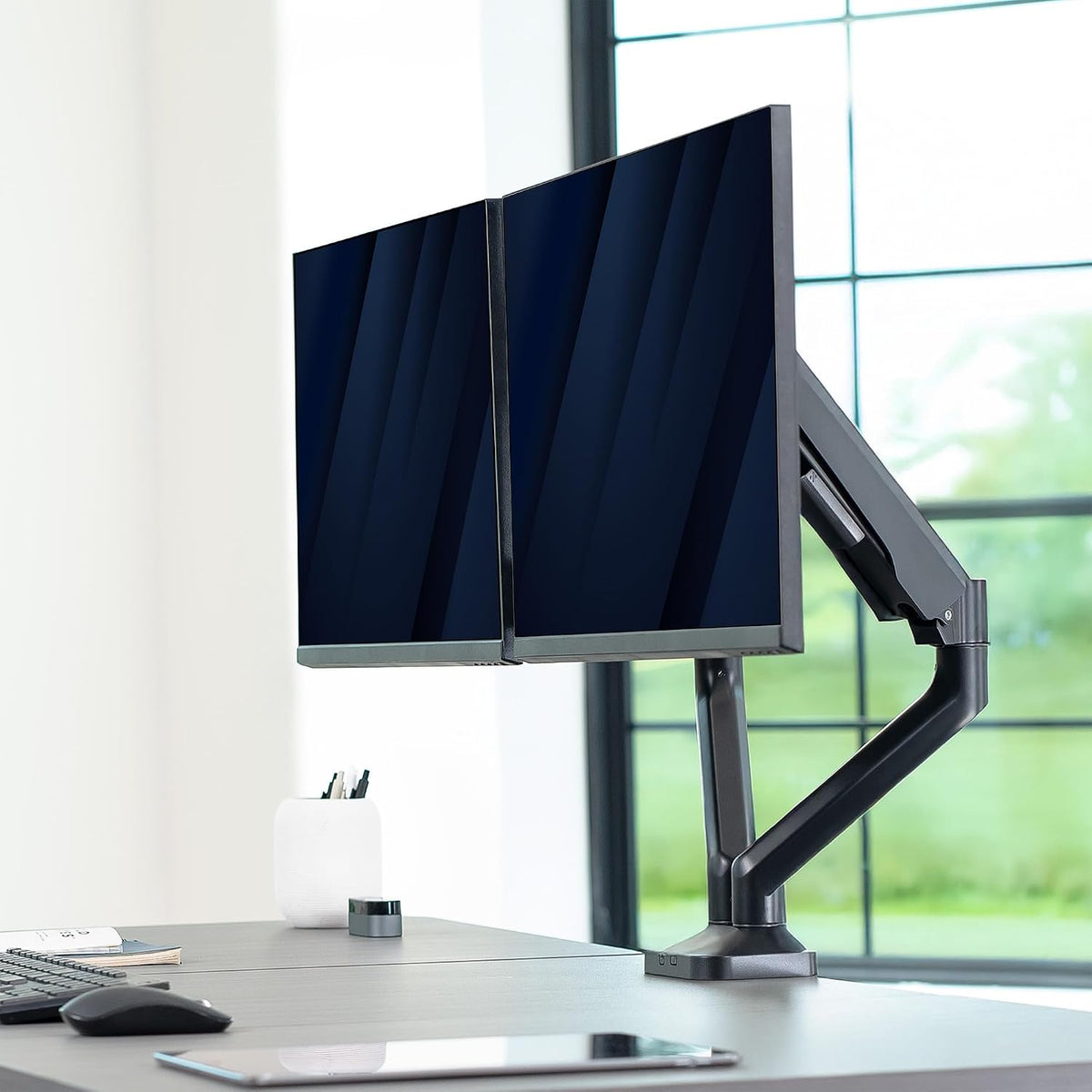 VIVO Dual Pneumatic Arm Ultra-Wide Monitor Mount for up to 35 inch Screens, H...