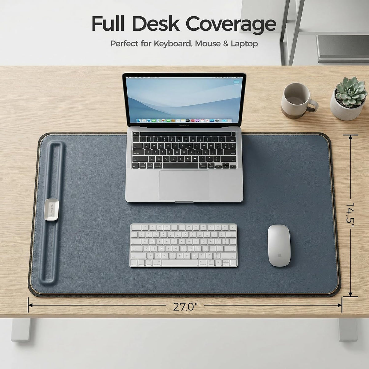 Desk Mat – Double-Sided Vegan Leather & Felt | Built-In Magnetic Cable Or...
