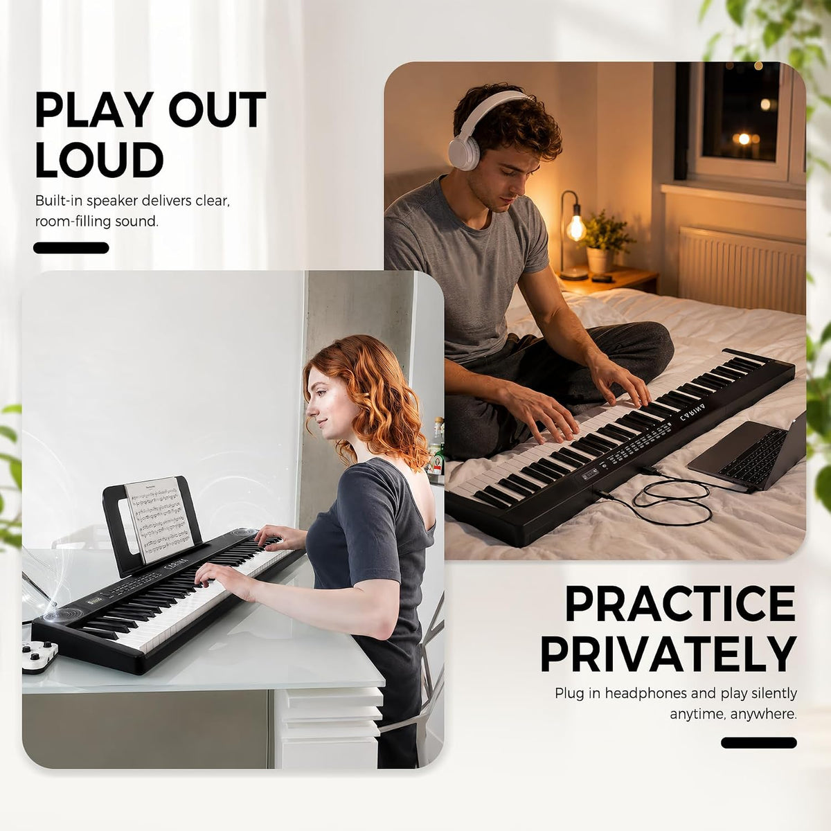Carina 88-Key Foldable Digital Piano, Semi-Weighted, Portable Keyboard