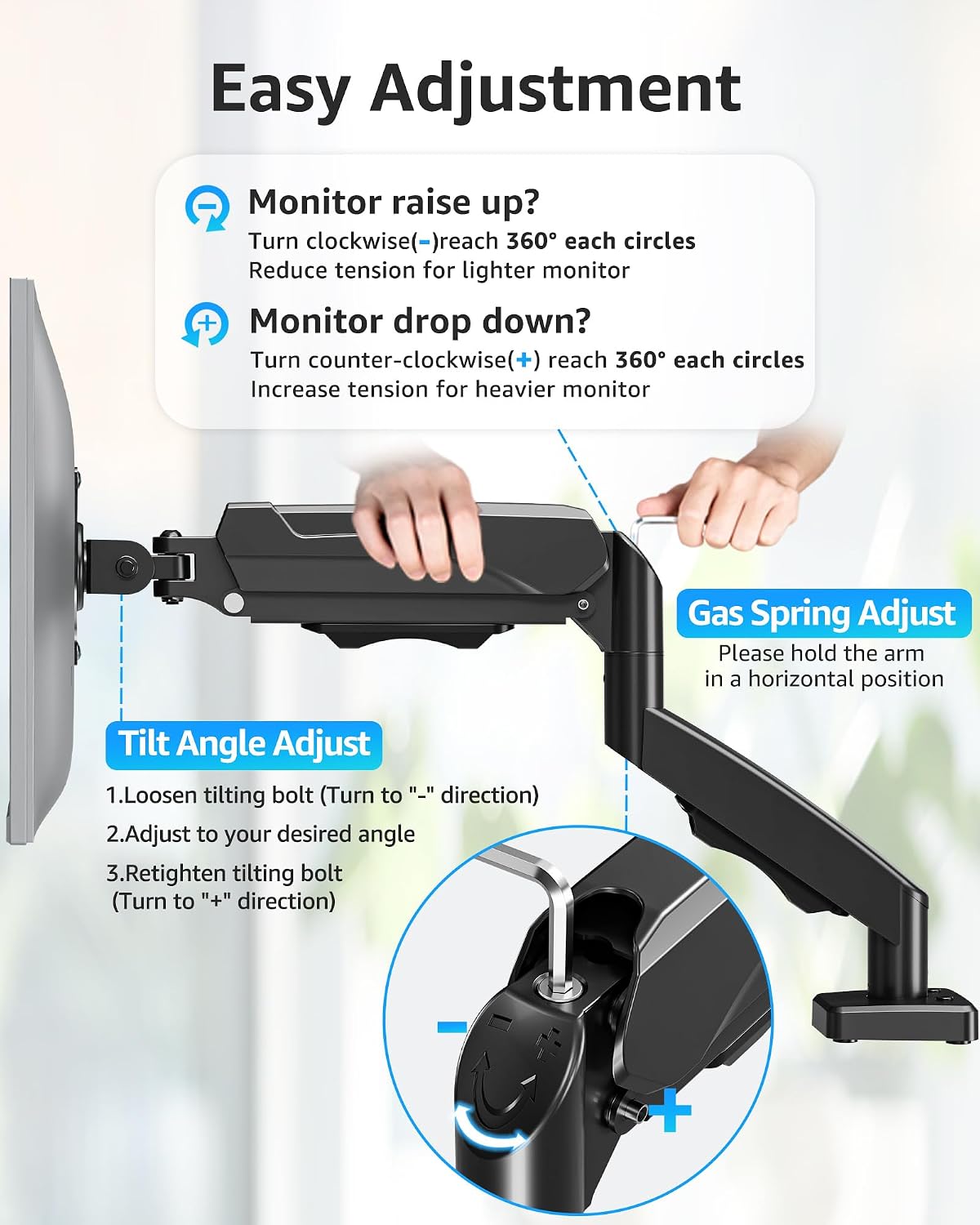 MOUNTUP Single Monitor Desk Mount Holds Screen up to 32 inch, Height Adjustab...