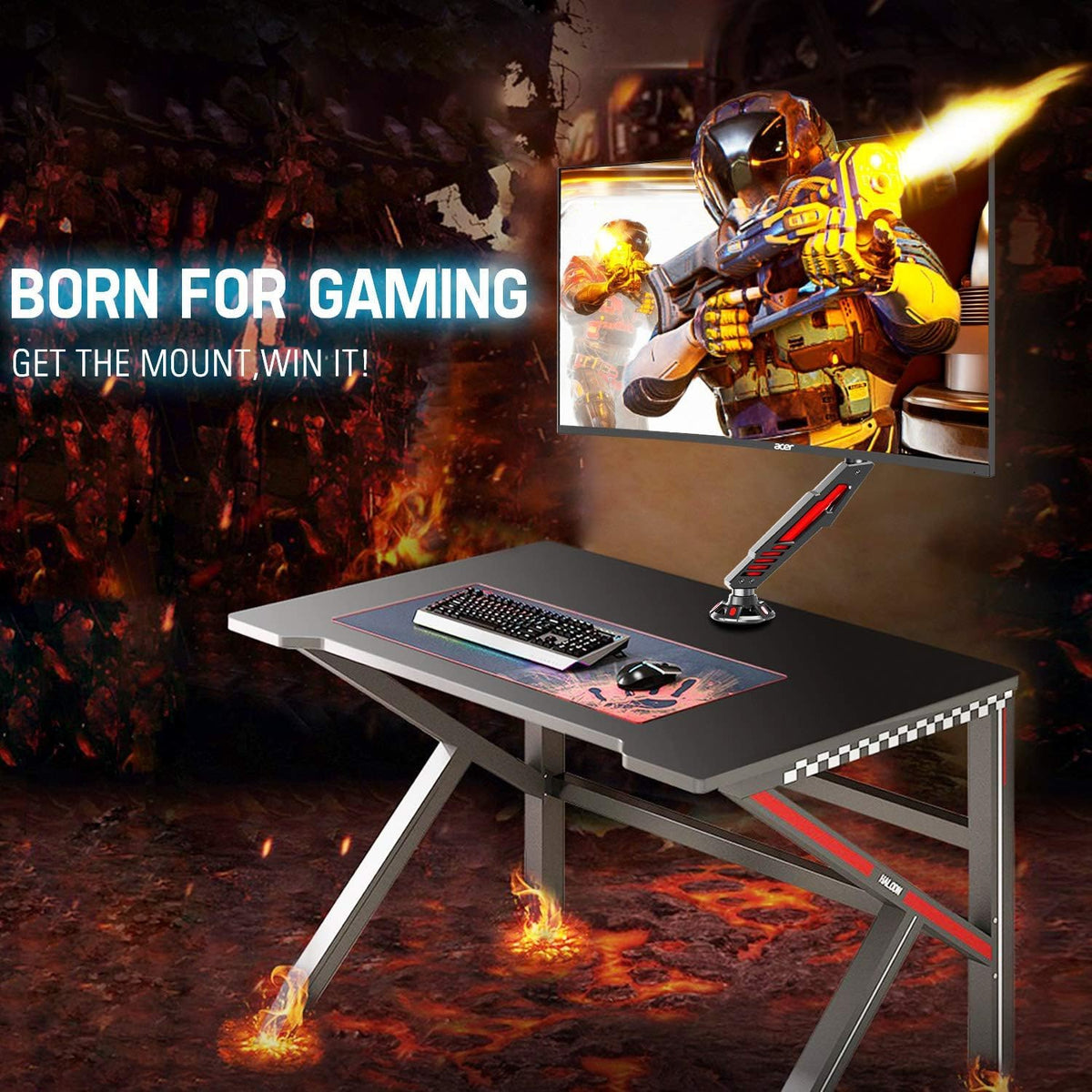 MOUNT PRO Single Gaming Monitor Stand - Mechanical Spring Display Mount, Adju...