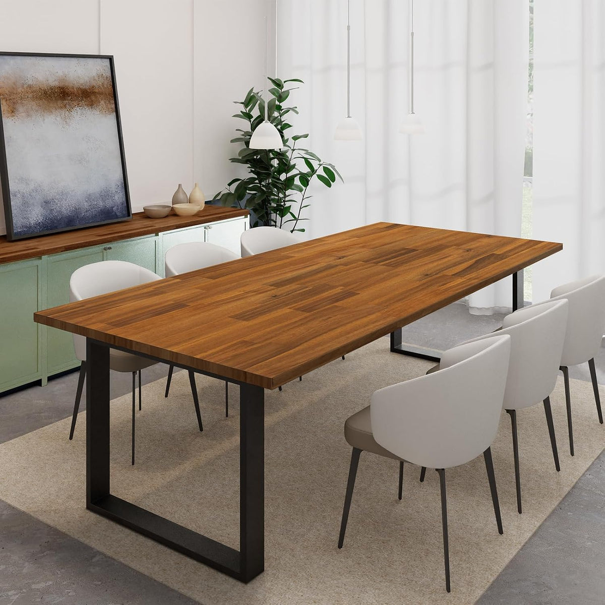Howizz 48 x 25 in. Solid Wood Table Top, Teak Stained Acacia Desktop for Stan...